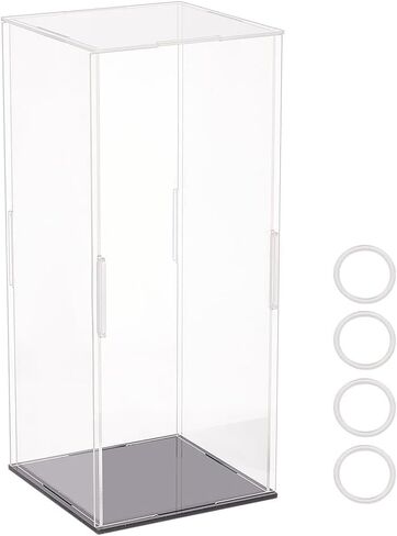 4.3x4.3x10Inch Clear Acrylic Display Case Self-Assembly Rectangle Acrylic Boxes for Display Dustproof Protection Showcase with Matte Black Base Display Case for Action Figures in Saudi Arabia