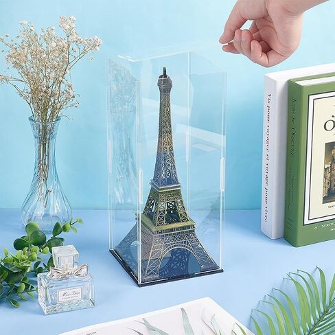 4.3x4.3x10Inch Clear Acrylic Display Case Self-Assembly Rectangle Acrylic Boxes for Display Dustproof Protection Showcase with Matte Black Base Display Case for Action Figures in Saudi Arabia