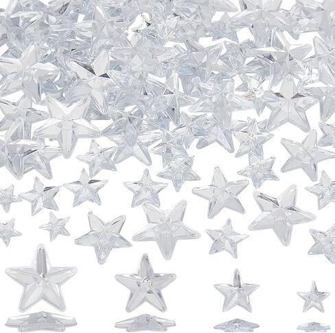 100Pcs 4 Sizes Star Shaped Sew on Rhinestones Clear Mini Crystal Stars Bulk No Hole Acrylic Rhinestone Silver Flat Plated Back Gems for Jewelry Making Crafts Wedding Clothes Bags Party DIY in Saudi Arabia