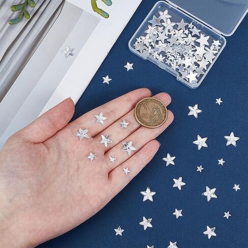 100Pcs 4 Sizes Star Shaped Sew on Rhinestones Clear Mini Crystal Stars Bulk No Hole Acrylic Rhinestone Silver Flat Plated Back Gems for Jewelry Making Crafts Wedding Clothes Bags Party DIY in Saudi Arabia