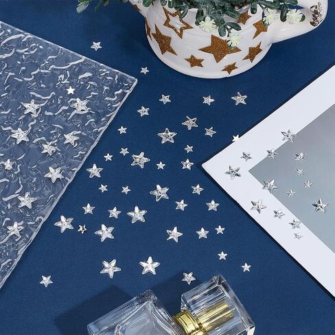 100Pcs 4 Sizes Star Shaped Sew on Rhinestones Clear Mini Crystal Stars Bulk No Hole Acrylic Rhinestone Silver Flat Plated Back Gems for Jewelry Making Crafts Wedding Clothes Bags Party DIY in Saudi Arabia