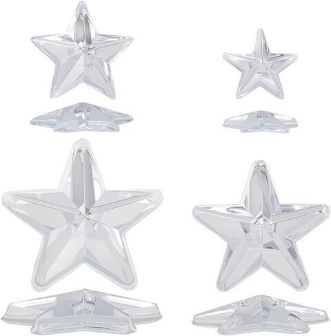 100Pcs 4 Sizes Star Shaped Sew on Rhinestones Clear Mini Crystal Stars Bulk No Hole Acrylic Rhinestone Silver Flat Plated Back Gems for Jewelry Making Crafts Wedding Clothes Bags Party DIY in Saudi Arabia