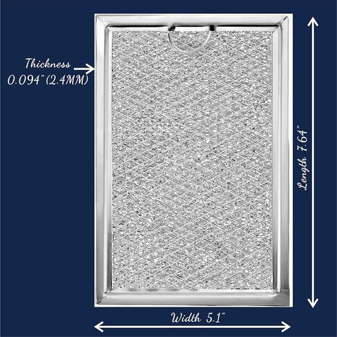 استبدال فلتر الميكروويف 7.64 بوصة × 5.12 بوصة لـ GE WB06X10309 WB06X10359 فلتر الدهون في الميكروويف - مناسب أيضًا لـ LG Kenmore والمزيد - فلاتر هواء فرن المطبخ الذي يدخل عبر مروحة تهوية النطاق، عبوة من قطعتين in Kuwait