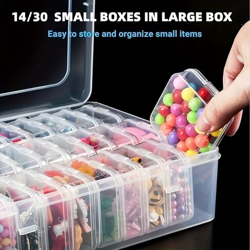 1pc 14 Grid Plastic Storage Boxes, Transparent Portable Storage Boxes, Multi-Purpose Crafts, Beads, Hair Accessories (Clear) in Saudi Arabia