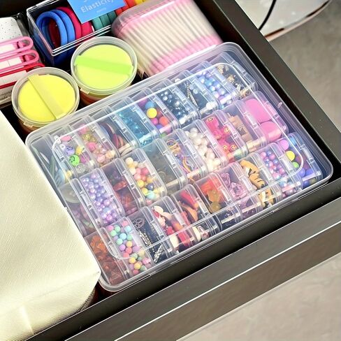 1pc 14 Grid Plastic Storage Boxes, Transparent Portable Storage Boxes, Multi-Purpose Crafts, Beads, Hair Accessories (Clear) in Saudi Arabia