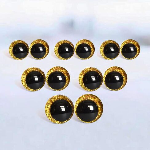 3D Glitter Safety Eyes,Moon Safety Eyes for Crocheting with Washers Large Safety Eyes for Amigurumi Crochet Eyes for Stuffed Animals Doll Making Gold 16mm in Saudi Arabia