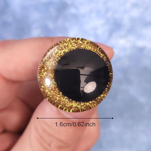 3D Glitter Safety Eyes,Moon Safety Eyes for Crocheting with Washers Large Safety Eyes for Amigurumi Crochet Eyes for Stuffed Animals Doll Making Gold 16mm in Saudi Arabia