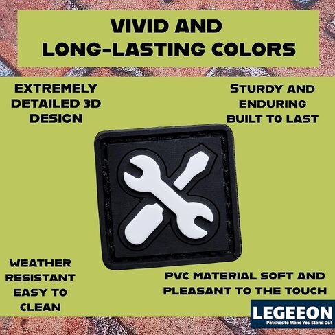 Mini Mechanical Tool PVC Patch – Glow in The Dark Wrench & Screwdriver Icon Hook Backed in Saudi Arabia