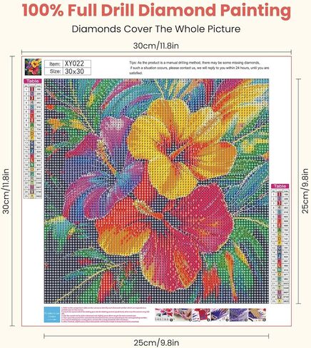 Miwixy Flowers Diamond Art Kits for Adults,Colorful Flowers Diamond Painting Kit,5D Full Drill Hibiscus Diamond Dots Paintings,Round Diamond Art Canvas for Beginners Home Wall Decor12x12inch in Saudi Arabia