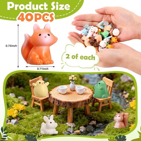 Naler 40 Pcs Mini Resin Animals-20 Styles Resin Animals Variety Pack for Fairy Garden Accessories Aquarium Decor Dollhouse Accessories in Saudi Arabia