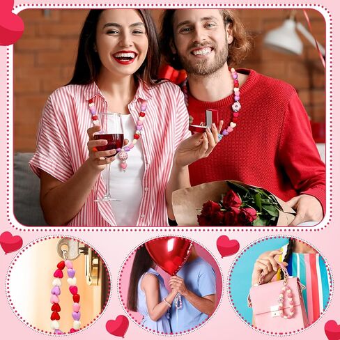 600 Pcs Valentine's Day Acrylic Heart Beads 10mm Red White Heart Spacer Beads Romantic Love Pendant Craft Kits for Valentine Women DIY Jewelry Making Craft Party Supplies in Saudi Arabia