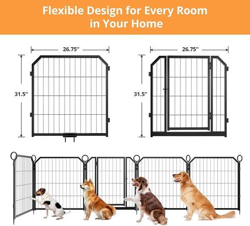 Dog Fence Indoor for Yard,16 Panel Dog Playpen with Gate, Pet Exercise Pen for Rv Camping Garden for Medium Dogs with Fixed Stakes(32 in) in Saudi Arabia