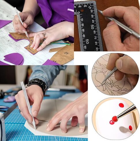 قطعتان من أقلام الكتابة الجلدية، أداة تحديد المواقع الجلدية المصنوعة من الفولاذ المقاوم للصدأ أداة تحديد المواقع DIY أداة الحرف اليدوية لنحت الحرف اليدوية in Kuwait