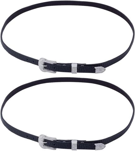 2Pcs Black Leather Hat Band Adjustable DIY Hat Accessories Strap Hats Decoration Replacement Band Cowboy Hats Bands for Men and Women Cowboy and Fedora DIY Decoration in Saudi Arabia