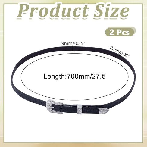 2Pcs Black Leather Hat Band Adjustable DIY Hat Accessories Strap Hats Decoration Replacement Band Cowboy Hats Bands for Men and Women Cowboy and Fedora DIY Decoration in Saudi Arabia
