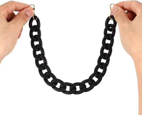 سلسلة محفظة أكريليك مقاس 14.5 بوصة، سلسلة محفظة سوداء لحقيبة اليد وحزام استبدال سلاسل حقائب أكريليك، حقائب سوداء غير لامعة وحقائب تمديد ساحرة ومقبض بديل لحقائب الهاتف والكتف وإكسسوارات حقيبة بوم in Kuwait