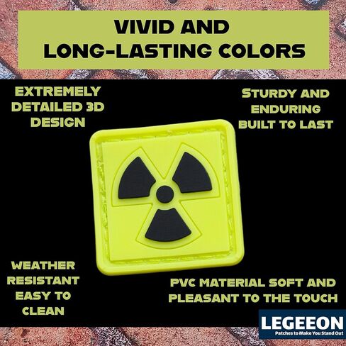 تصحيح معنويات PVC للإشعاع النووي - رمز إشعاعي تكتيكي صغير لحقائب الظهر والسترات ومعدات EDC - خطاف خلفي in Kuwait