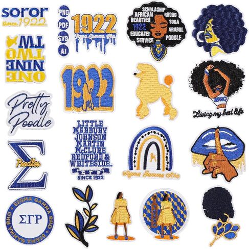 18 Pcs Sigma Gamma Rho Sorority Embroidered Patches ΣΓΡ Iron On Patches Sigma Rho Gamma Paraphern Sew on Patches for Clothes Jackets Jeans Backpacks Hats DIY Patches in Kuwait