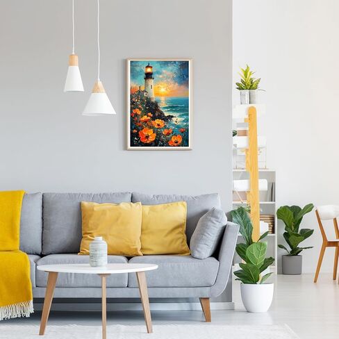 GDYEEH DIY منارة 5D مجموعات الفن الماسي، جولة الحفر الكامل المتلألئة الخشخاش الماس اللوحة الصورة، ليلة القمر اللوحة بالأرقام مجموعات الفن للبالغين المبتدئين ديكور جدار المنزل 12x16 بوصة in Saudi Arabia