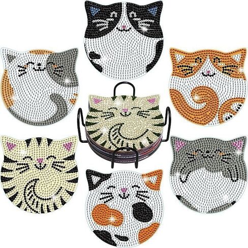 Diamond Painting Coasters, 6 Pcs Mandala Diamond Art Coasters with Holder, Small Crafts Kits for DIY Coasters, Diamond Art Kits for Adults in Saudi Arabia