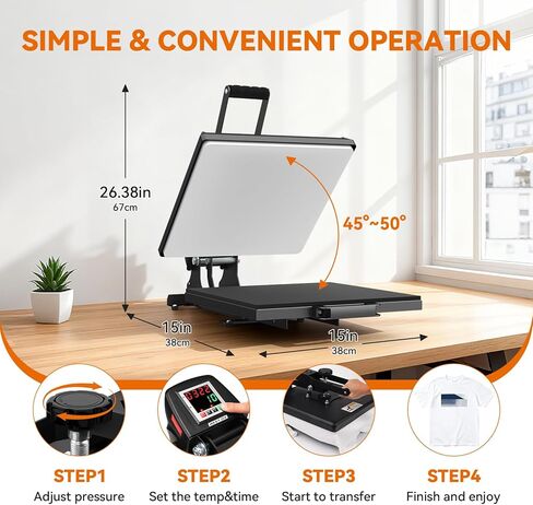 AKEYDIY 15" x 15" Heat Press for T Shirts Slide Out - Fast Heating for Sublimation, Industrial Even Heat Transfer & Precise Temp Control, Shirt Heat Press for Vinyl & Fabric Projects (15x15 Black) in Saudi Arabia
