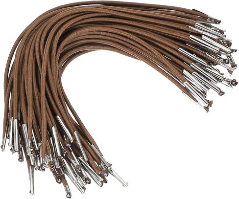 PATIKIL 6 Inch Elastic Barbed Cord, 50 Pcs 2mm Loop Stretch Round String with Metal Barb Fasteners for Hats Masks Menus Crafting Book, Brown (16.5cm) in Kuwait