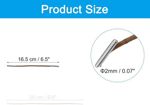 PATIKIL 6 Inch Elastic Barbed Cord, 50 Pcs 2mm Loop Stretch Round String with Metal Barb Fasteners for Hats Masks Menus Crafting Book, Brown (16.5cm) in Kuwait
