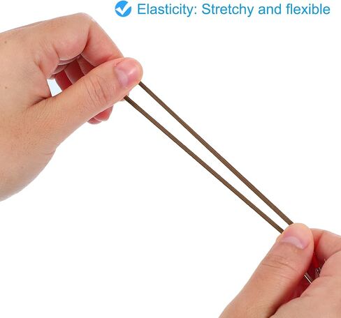 PATIKIL 6 Inch Elastic Barbed Cord, 50 Pcs 2mm Loop Stretch Round String with Metal Barb Fasteners for Hats Masks Menus Crafting Book, Brown (16.5cm) in Kuwait