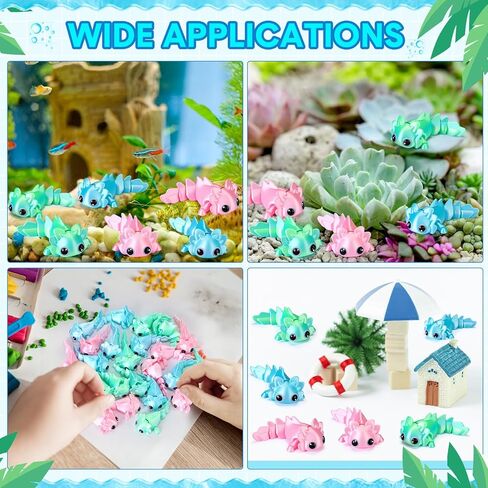 Soulchen 24 Pcs 3D Printed Axolotl Figures Charms Sensory Mini Fidget for Axolotl Valentines Party Favors Birthday Party Supplies Tiny Animal Figures for Animal Gift(Multicolor) in Saudi Arabia