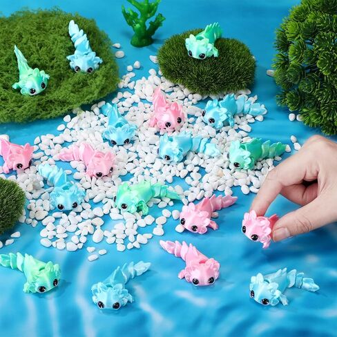 Soulchen 24 Pcs 3D Printed Axolotl Figures Charms Sensory Mini Fidget for Axolotl Valentines Party Favors Birthday Party Supplies Tiny Animal Figures for Animal Gift(Multicolor) in Saudi Arabia