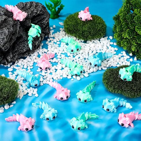 Soulchen 24 Pcs 3D Printed Axolotl Figures Charms Sensory Mini Fidget for Axolotl Valentines Party Favors Birthday Party Supplies Tiny Animal Figures for Animal Gift(Multicolor) in Saudi Arabia