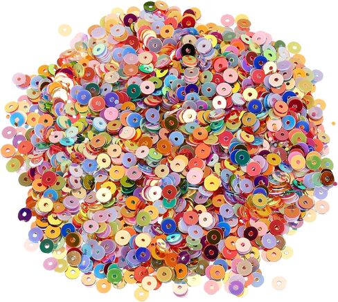 MECCANIXITY 10000 Pcs 4MM Flat Loose Sequins Bulk Cup Sequins Embroidery Paillettes Round Spangles with Holes for Jewelry Making Crafts Sewing Makeup Nail, Mixed Color in Saudi Arabia