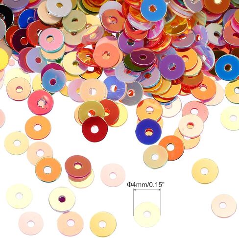 MECCANIXITY 10000 Pcs 4MM Flat Loose Sequins Bulk Cup Sequins Embroidery Paillettes Round Spangles with Holes for Jewelry Making Crafts Sewing Makeup Nail, Mixed Color in Saudi Arabia