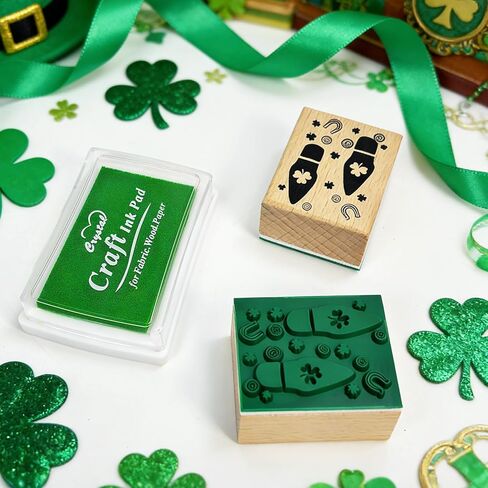 ختم آثار أقدام الجني لعيد القديس باتريك، مصيدة الجني، ختم مطاطي مع وسادة حبر، مسارات قزم خضراء، طوابع أقدام لعيد القديس باتريك DIY لوازم الحرف اليدوية الديكور in Saudi Arabia
