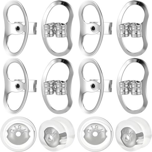 Ouligay 6 Pairs Earring Lifters Backs for Droopy Ears Replacements Locking Earring Backs for Heavy Earrings Secure Ear Ring Backings for Studs Silver in Saudi Arabia