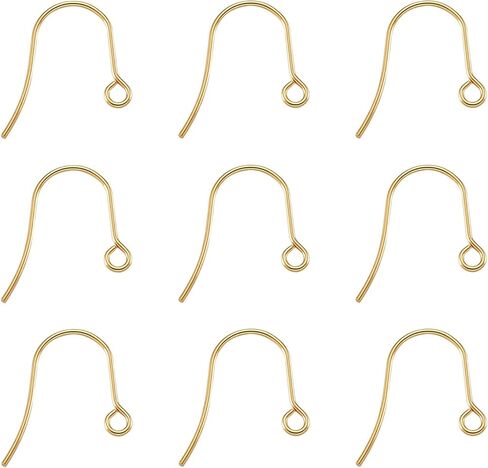 100Pcs 304 Stainless Steel Earring Hooks Fish Hook Ear Wires with Loop 2mm Hole for DIY Earring Jewelry Making Supplies, Pin: 0.7mm in Saudi Arabia