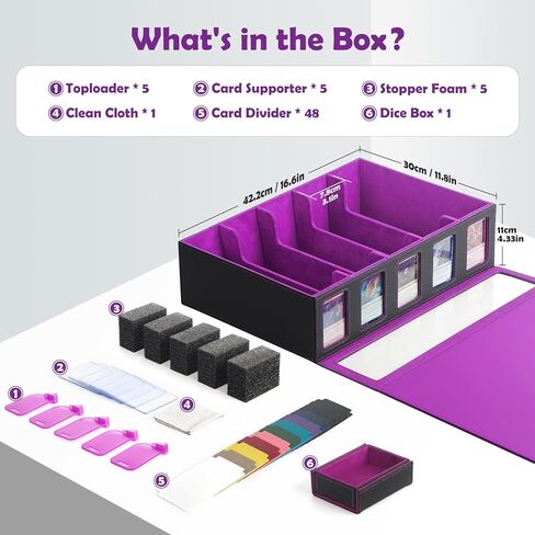 5-Row Trading Card Storage Box with Handle and Commander Display, 3900+ Card Case Includes 5 Top Loaders, 5 Stoppers, 48 Dividers, 1 Dice Tray for MTG TCG PTCG Sports Cards in Saudi Arabia