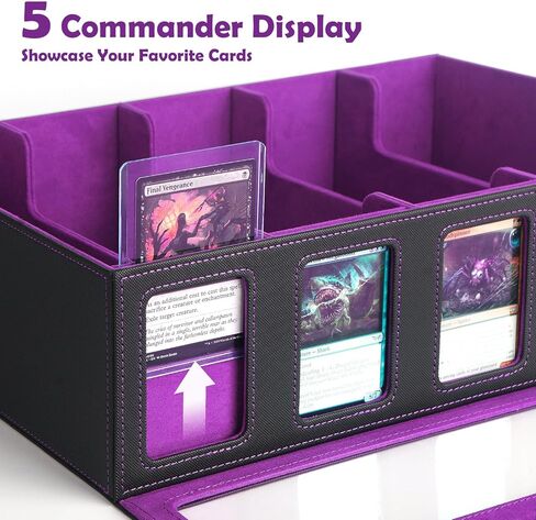 5-Row Trading Card Storage Box with Handle and Commander Display, 3900+ Card Case Includes 5 Top Loaders, 5 Stoppers, 48 Dividers, 1 Dice Tray for MTG TCG PTCG Sports Cards in Saudi Arabia