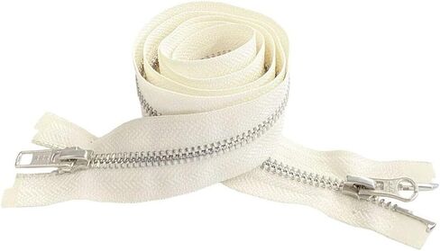 YKK #5 Medium Weight Aluminum Off-White"2-Way" Dual Separating Jacket Zipper - Choose Your Length - Color: Off-White #841 - Made in The United States (1 Zipper Per Pack) (20" Inches) in Saudi Arabia