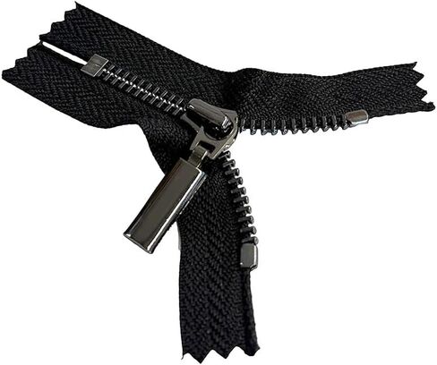 Zipper JN #5 High End Shiny Gunmetal Non-Separating, Closed-End Zipper with Automatic Lock Design Drop for Pant Dress Bag Tape Color Black - Choose Your Length (Black #580JN, 20" Inches) in Saudi Arabia