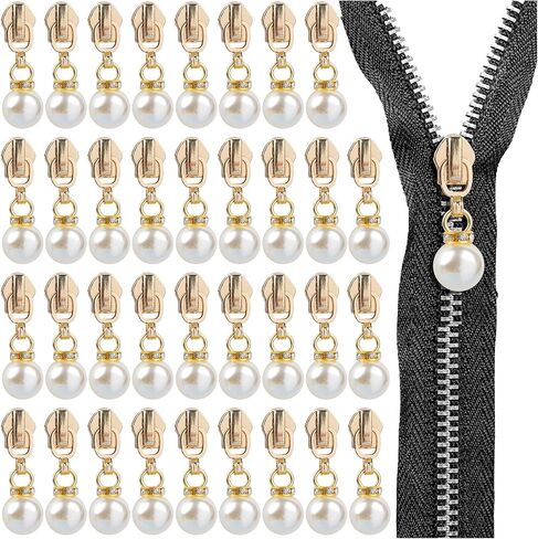 Framendino, 60 Pack Pearl Zipper Pulls #5 Metal Replacement Slider for Craft Making in Saudi Arabia