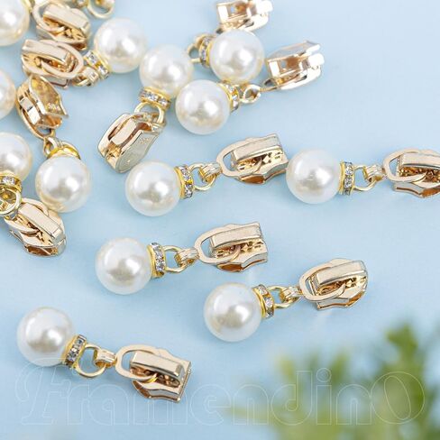 Framendino, 60 Pack Pearl Zipper Pulls #5 Metal Replacement Slider for Craft Making in Saudi Arabia