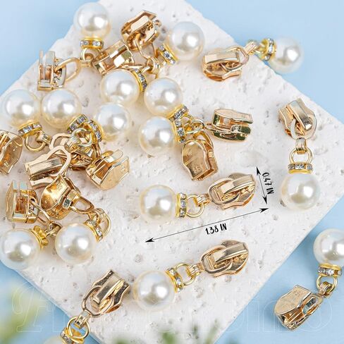 Framendino, 60 Pack Pearl Zipper Pulls #5 Metal Replacement Slider for Craft Making in Saudi Arabia