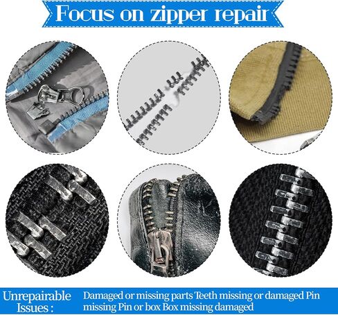 Qianyu 62 Pcs Zipper Repair Kit Metal Zippers Retainer Box Zipper Pull Replacement Top Stop Bottom Replacement Fix Zip Head On for Repairing Coats Jackets Tents Backpacks Sleeping Bag Luggage in Saudi Arabia