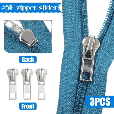 Qianyu 62 Pcs Zipper Repair Kit Metal Zippers Retainer Box Zipper Pull Replacement Top Stop Bottom Replacement Fix Zip Head On for Repairing Coats Jackets Tents Backpacks Sleeping Bag Luggage in Saudi Arabia