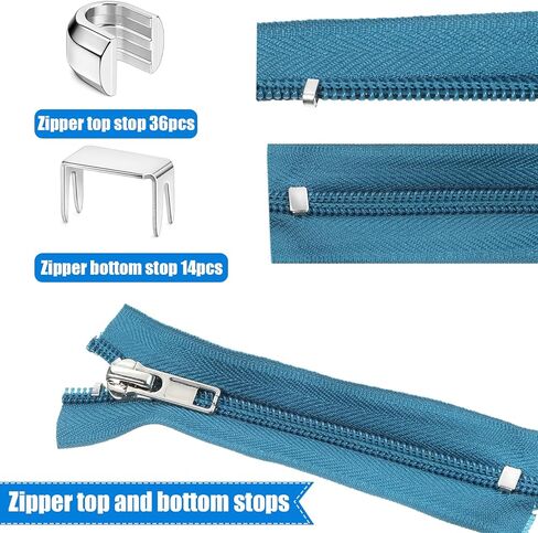 Qianyu 62 Pcs Zipper Repair Kit Metal Zippers Retainer Box Zipper Pull Replacement Top Stop Bottom Replacement Fix Zip Head On for Repairing Coats Jackets Tents Backpacks Sleeping Bag Luggage in Saudi Arabia