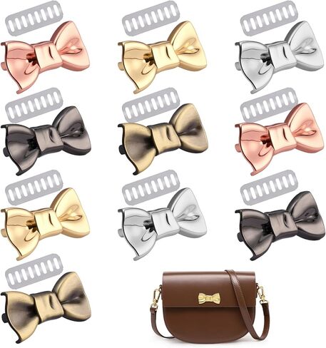 10 Pieces Metal Labels Tags with Shim, 5 Colors Bowknot Alloy Labels Signs, DIY Handmade Bag Purse Making Hardware, Clothes Shoes Sewing Items Accessories (Gold, Silver, Rose Gold, Bronze, Black) in Kuwait