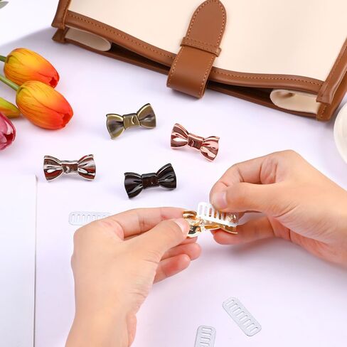 10 Pieces Metal Labels Tags with Shim, 5 Colors Bowknot Alloy Labels Signs, DIY Handmade Bag Purse Making Hardware, Clothes Shoes Sewing Items Accessories (Gold, Silver, Rose Gold, Bronze, Black) in Kuwait