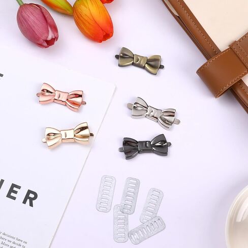 10 Pieces Metal Labels Tags with Shim, 5 Colors Bowknot Alloy Labels Signs, DIY Handmade Bag Purse Making Hardware, Clothes Shoes Sewing Items Accessories (Gold, Silver, Rose Gold, Bronze, Black) in Kuwait