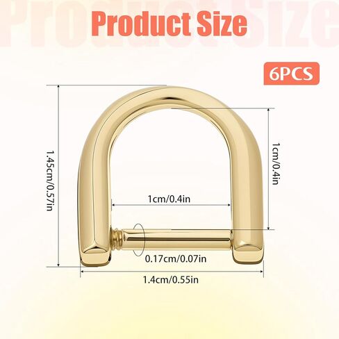 Gold D Key Ring, 6Pcs D Ring Spring Key Hooks, D-Rings for Purse Keys Holder Zip Puller Paracord Bracelet(0.4 Inch Inside Bar) in Saudi Arabia